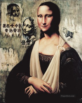 große gefälschte Mona Lisa 3 texturierten Ölgemälde